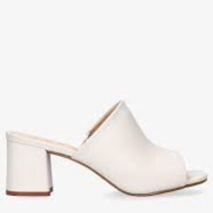 Aldo White Slip On Block-Heel Mule Sandals